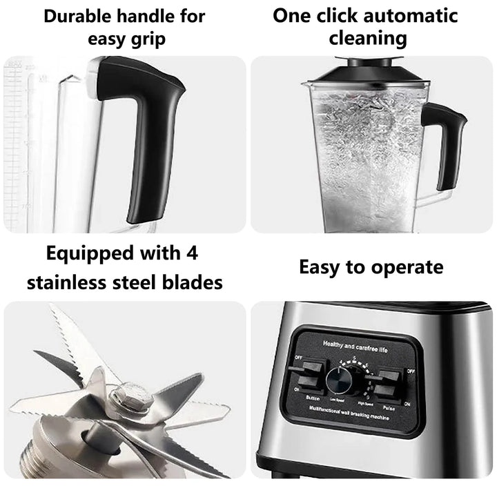 6000W Power Multi-Function Professional Blender 4-Blade 2-In-1