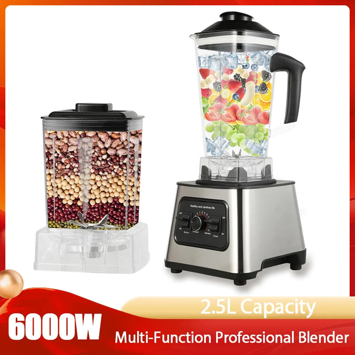 6000W Power Multi-Function Professional Blender 4-Blade 2-In-1