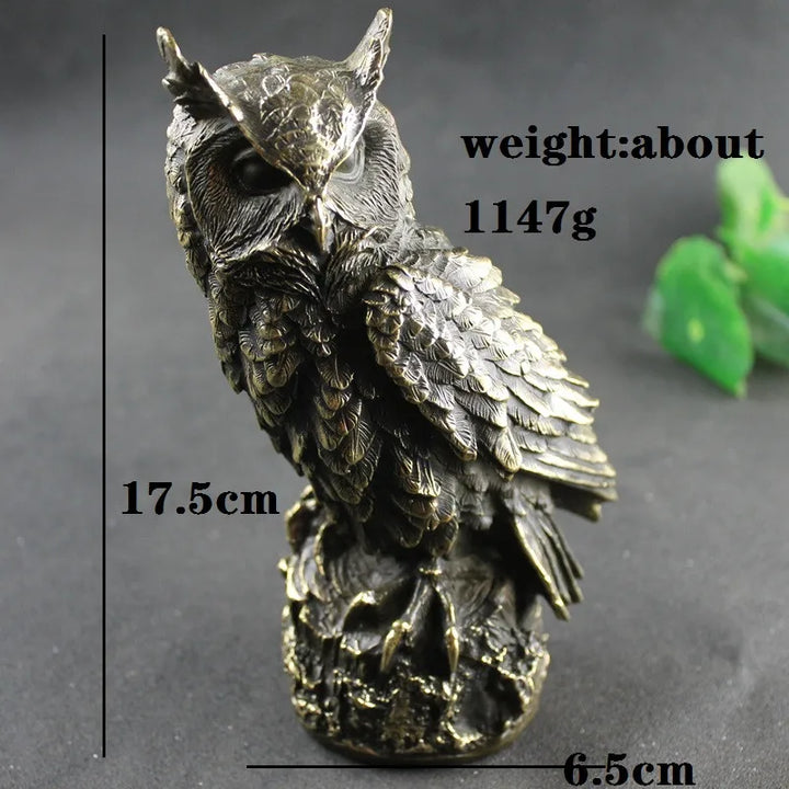 Antique Brass Standing Owl BIG Figurines Retro