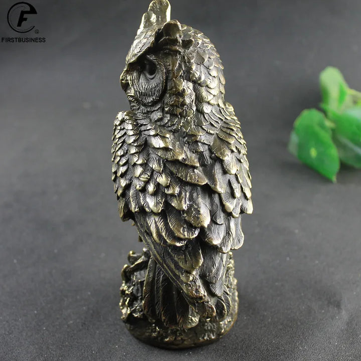 Antique Brass Standing Owl BIG Figurines Retro