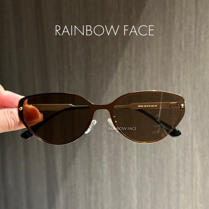 141mm Black Cat Eye Sunglasses Fashionable All-Match Plain Polarized UV-Proof Men's and Women's