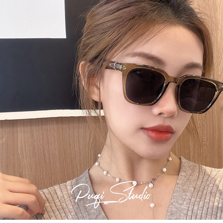 K-style Retro Transparent Green Sunshade Cat Eye Myopic Sunglasses Women's Fashion GM Fancy Square Sun Glasses Men'sK-style Retro Transparent Green Sunshade Cat Eye Myopic Sunglasses Women's  and Men´s