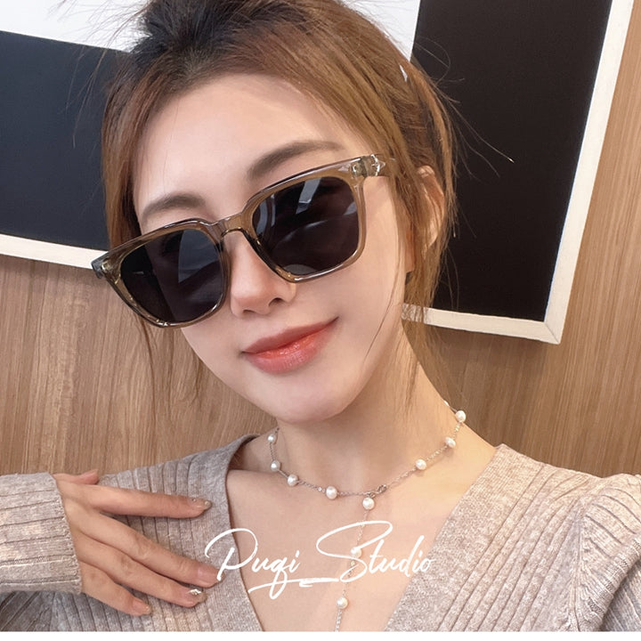 K-style Retro Transparent Green Sunshade Cat Eye Myopic Sunglasses Women's Fashion GM Fancy Square Sun Glasses Men'sK-style Retro Transparent Green Sunshade Cat Eye Myopic Sunglasses Women's  and Men´s