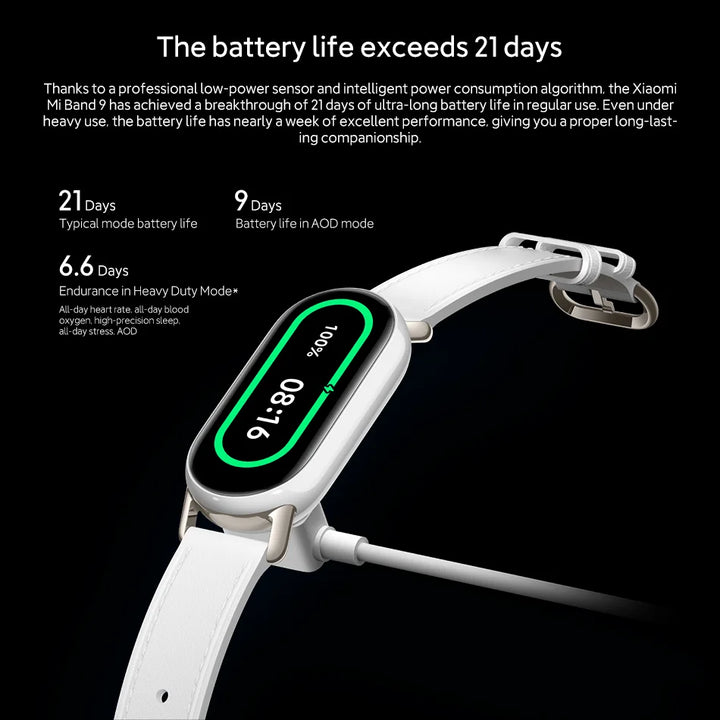 Global Version Xiaomi Mi Band 9 Heart Rate Blood Oxygen Monitoring 1.62" AMOLED Touch Display 150+ Fitness Modes 233mAh Battery