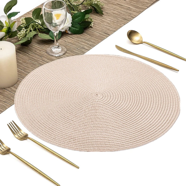 Set of 6 Round Braided Placemats 34CM