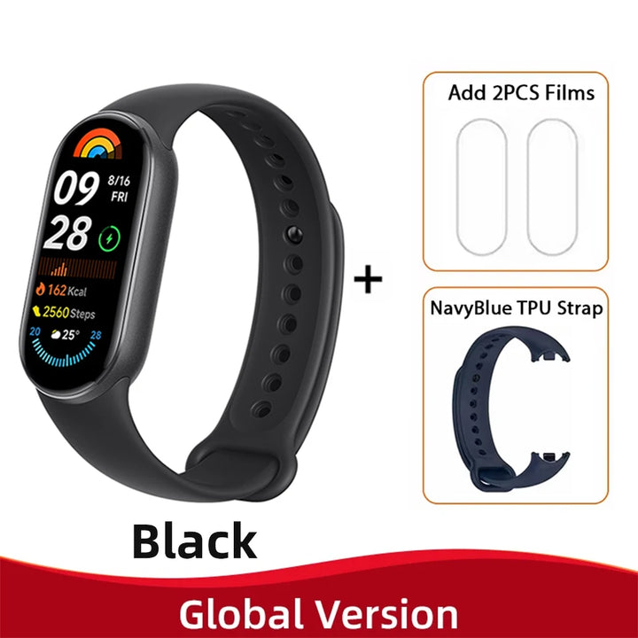 Global Version Xiaomi Mi Band 9 Heart Rate Blood Oxygen Monitoring 1.62" AMOLED Touch Display 150+ Fitness Modes 233mAh Battery