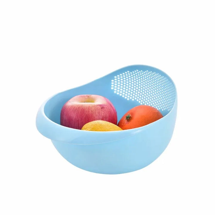 Rice Sieve Plastic Colander Kitchen Drain Basket with Handles