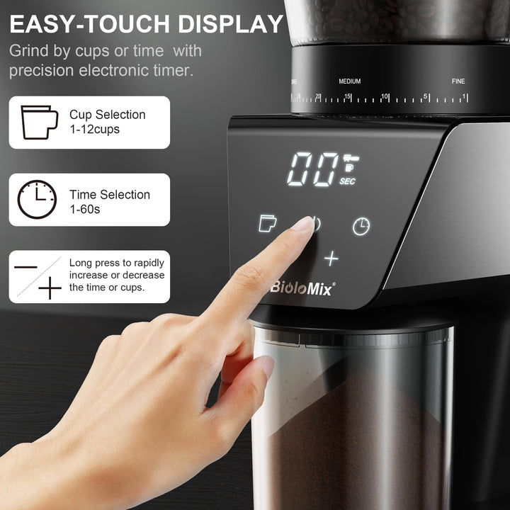 Automatic Electric Coffee Grinder with 30 Gears for Espresso American Coffee