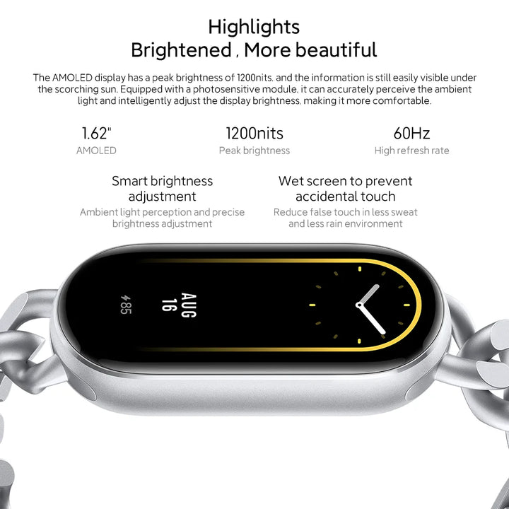 Global Version Xiaomi Mi Band 9 Heart Rate Blood Oxygen Monitoring 1.62" AMOLED Touch Display 150+ Fitness Modes 233mAh Battery