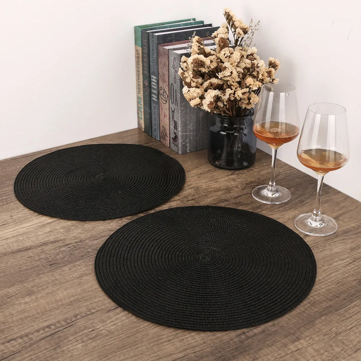 Set of 6 Round Braided Placemats 34CM