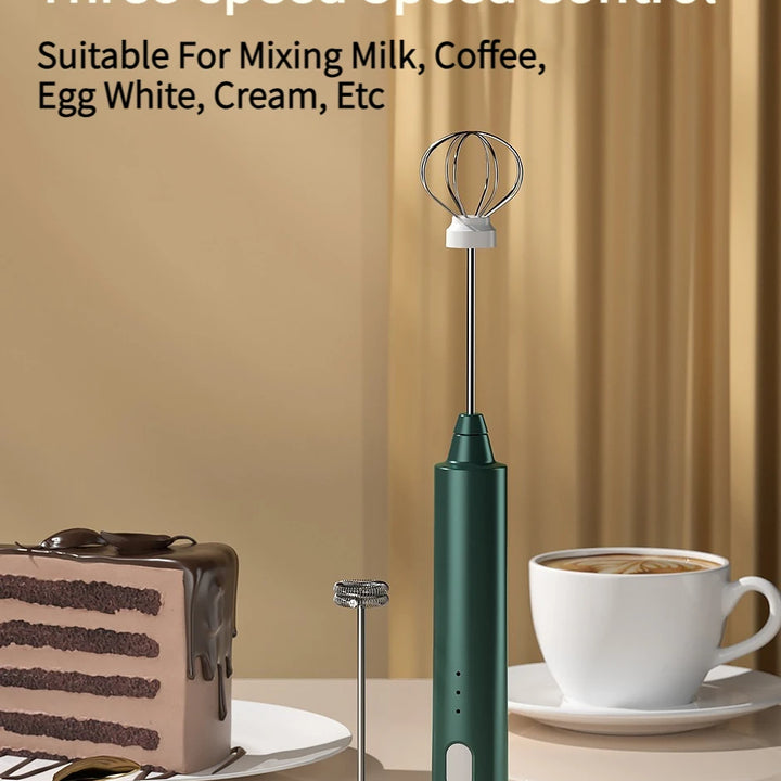 1 PCS USB Rechargeable Handheld Egg Beater 3 Speeds