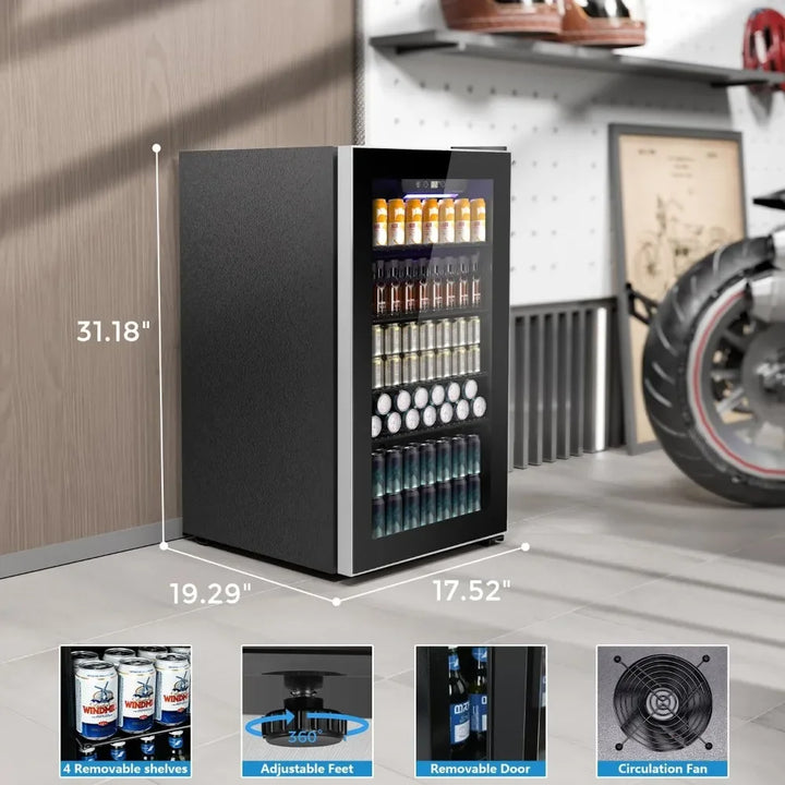 Refrigerator and Cooler, Mini Fridge 130 Can, Little Cooler with Digital Display 32~61℉