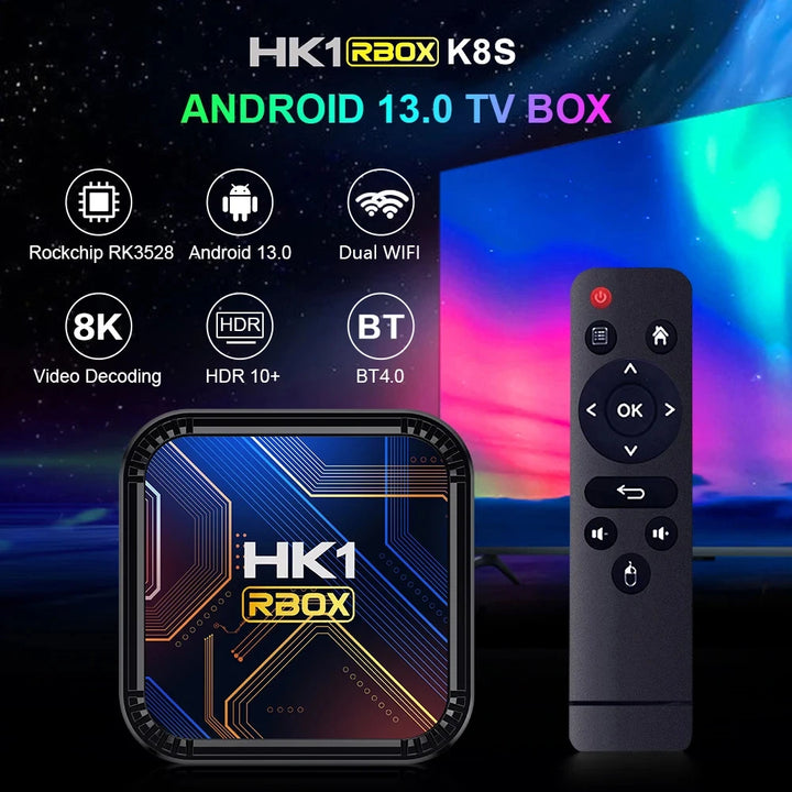 TV Box Android 13  RK3528 8K HDR10 WIFI6 Android TV Box 2024 Media Player Set Top Box HK1RBOX K8S 4GB 64GB