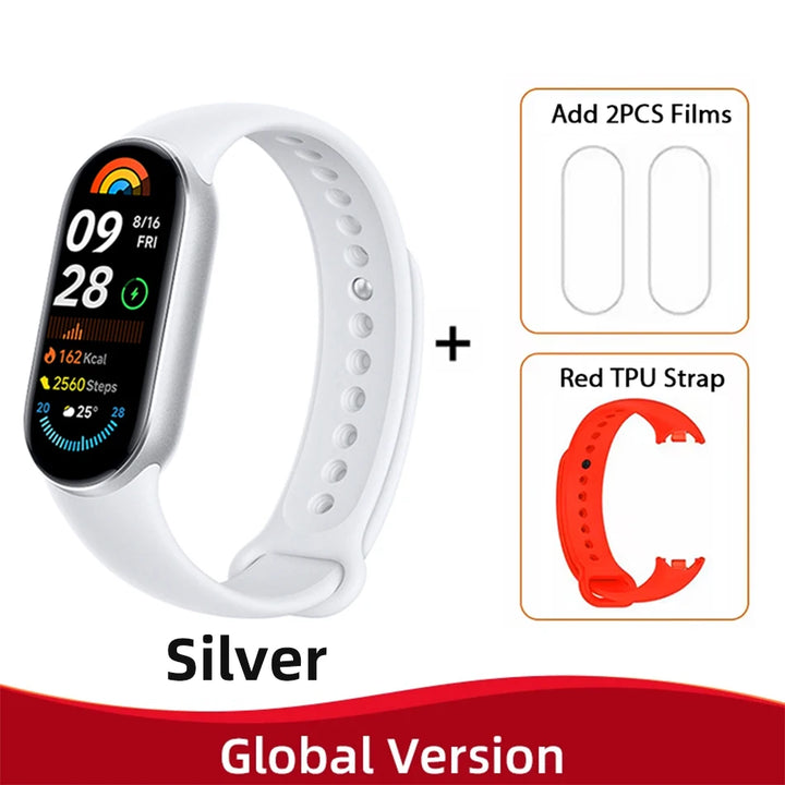 Global Version Xiaomi Mi Band 9 Heart Rate Blood Oxygen Monitoring 1.62" AMOLED Touch Display 150+ Fitness Modes 233mAh Battery