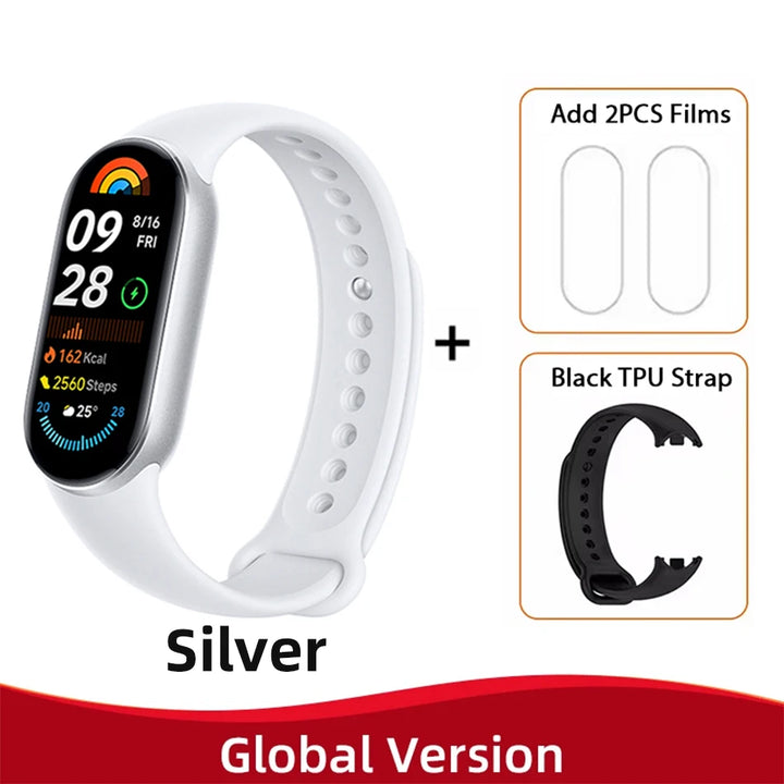 Global Version Xiaomi Mi Band 9 Heart Rate Blood Oxygen Monitoring 1.62" AMOLED Touch Display 150+ Fitness Modes 233mAh Battery