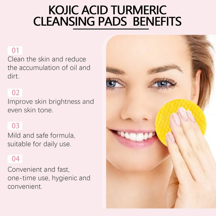 40pcs Turmeric Kojic Acid Cleansing Pads Exfoliating Pads Facial