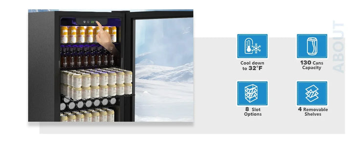 Refrigerator and Cooler, Mini Fridge 130 Can, Little Cooler with Digital Display 32~61℉