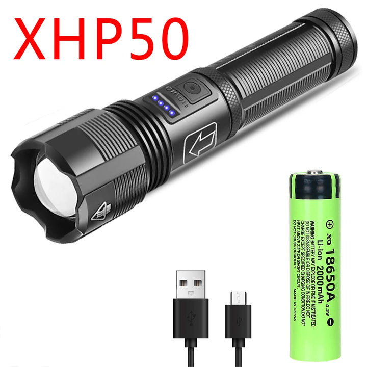 XHP70 Led Flashlight  XHP50 Tactical Hunting Torch Usb Rechargeable