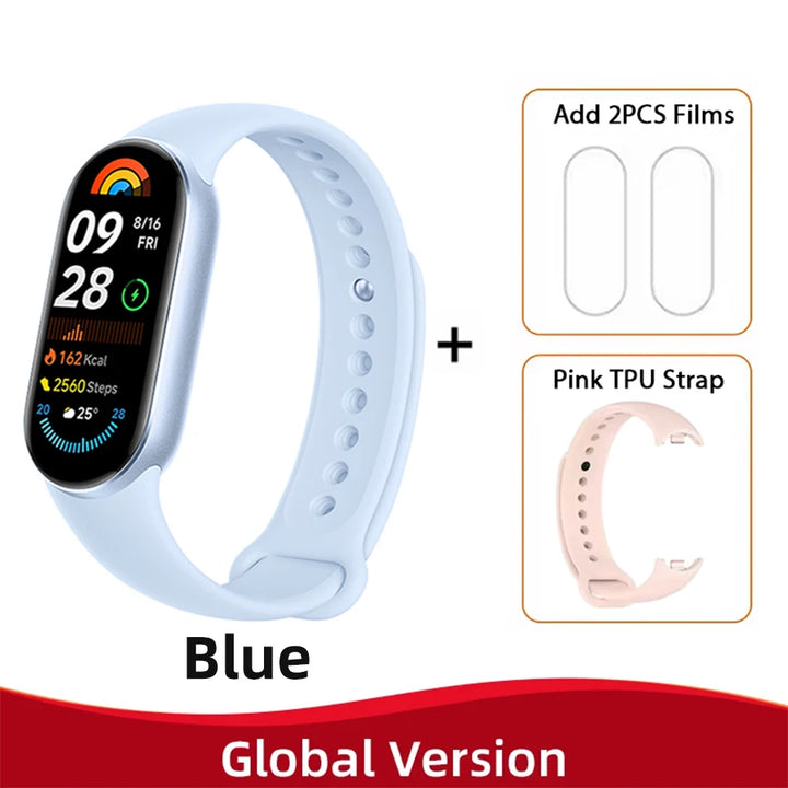 Global Version Xiaomi Mi Band 9 Heart Rate Blood Oxygen Monitoring 1.62" AMOLED Touch Display 150+ Fitness Modes 233mAh Battery