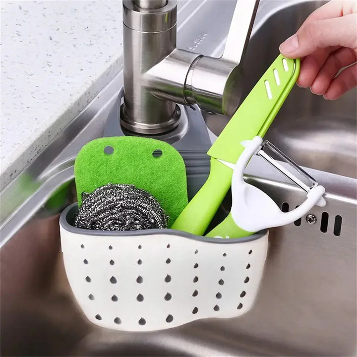 1pc Double Sink Draining Hanging Bag Adjustable Press Faucet