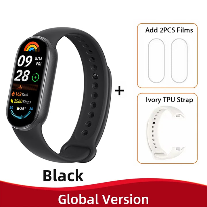 Global Version Xiaomi Mi Band 9 Heart Rate Blood Oxygen Monitoring 1.62" AMOLED Touch Display 150+ Fitness Modes 233mAh Battery