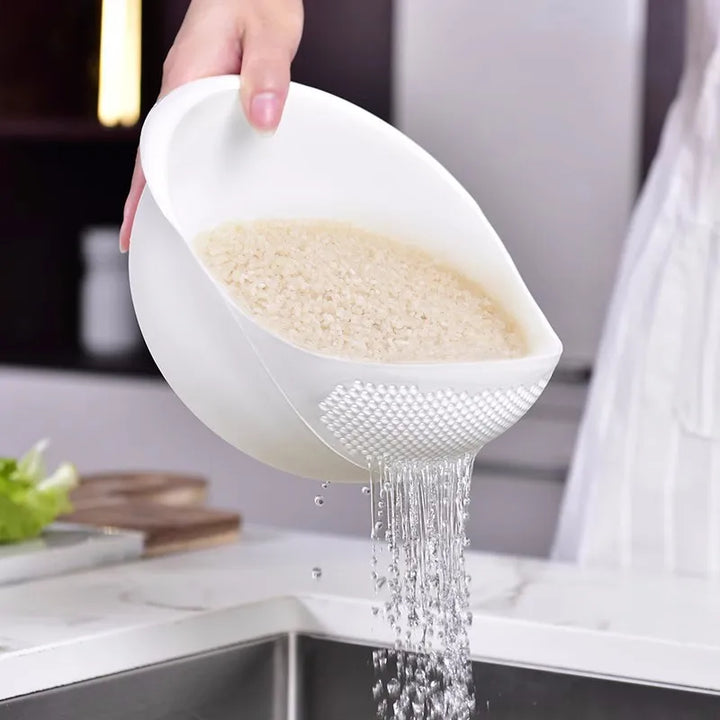 Rice Sieve Plastic Colander Kitchen Drain Basket with Handles