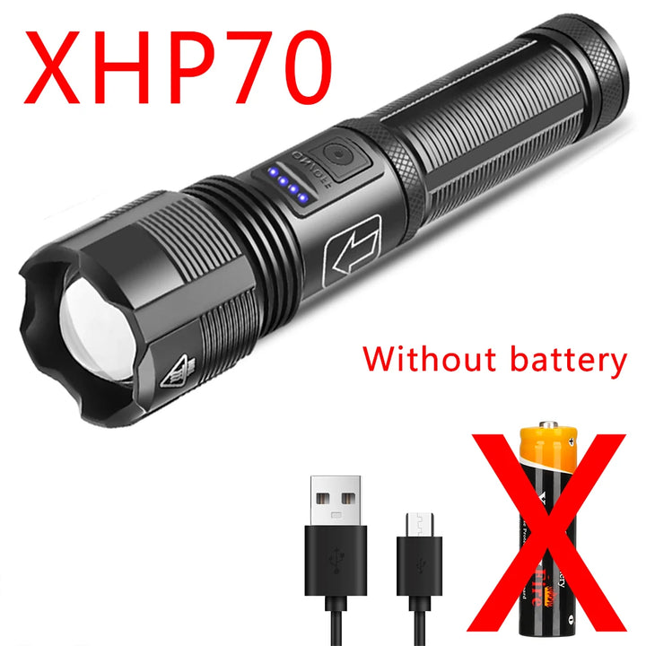 XHP70 Led Flashlight  XHP50 Tactical Hunting Torch Usb Rechargeable