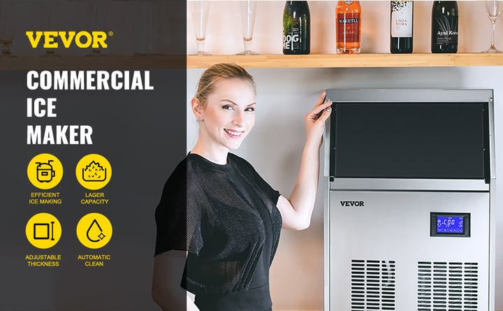 VEVOR Commercial Cube Ice Maker with Water Drain Pump 40/50/60/70 KG/24H