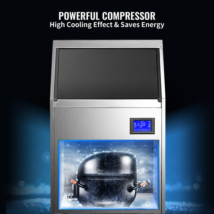 VEVOR Commercial Cube Ice Maker with Water Drain Pump 40/50/60/70 KG/24H