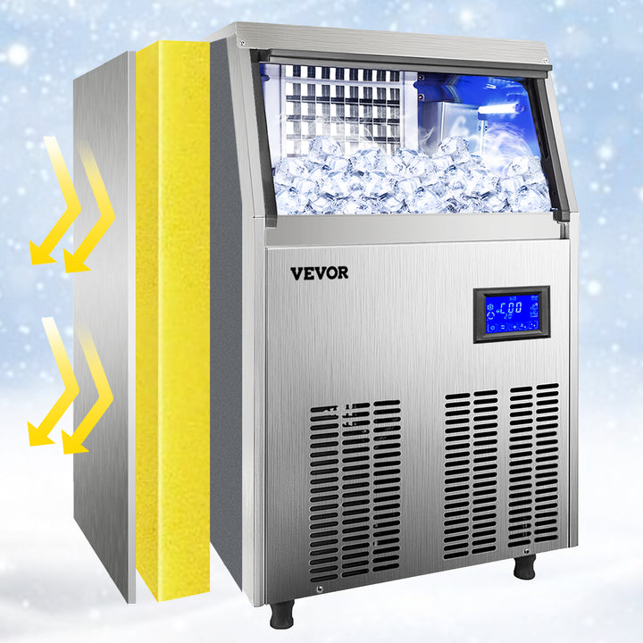 VEVOR Commercial Cube Ice Maker with Water Drain Pump 40/50/60/70 KG/24H