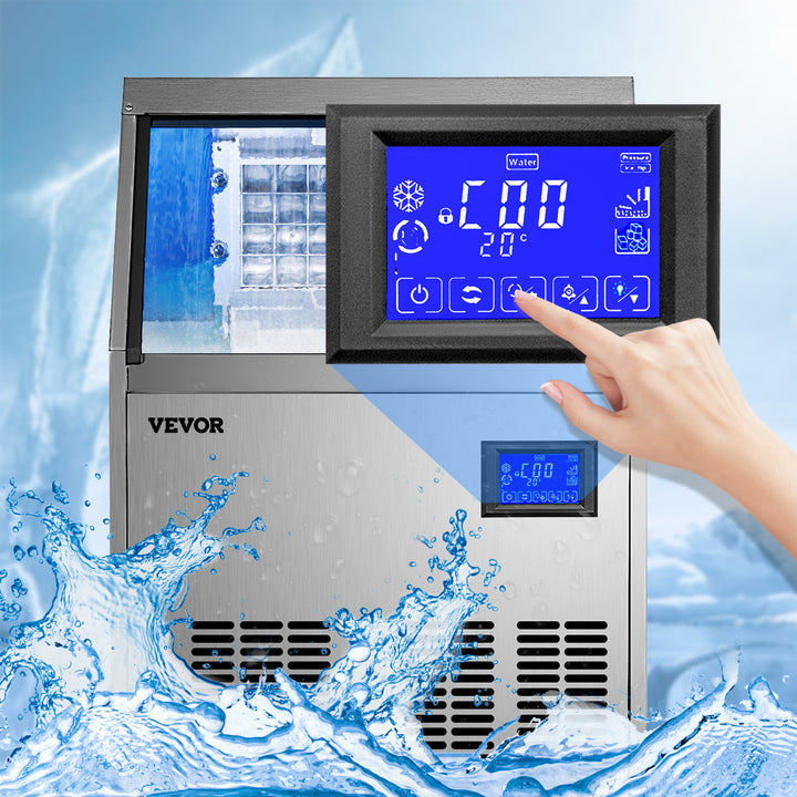 VEVOR Commercial Cube Ice Maker with Water Drain Pump 40/50/60/70 KG/24H